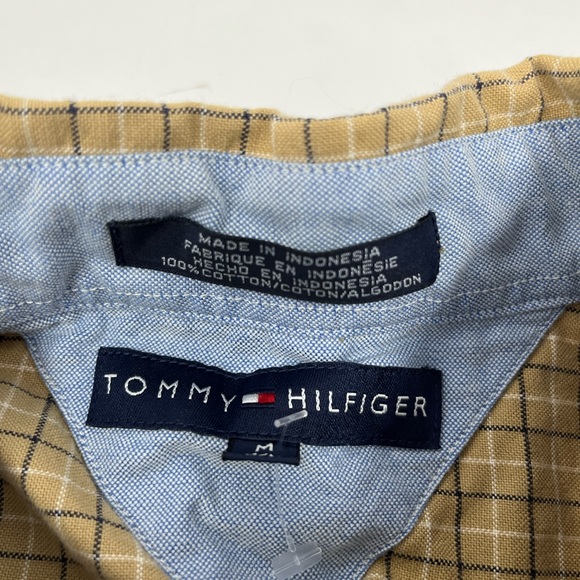 Tommy Hilfiger Button Up Casual Dress Shirt Medium Long Sleeve Yellow Blue GHQ9. - Picture 4 of 4